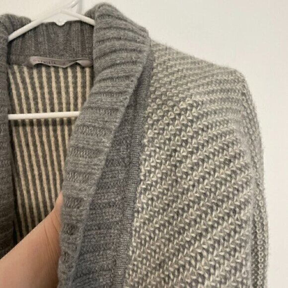ATHLETA Sierra Wrap Cream Ivory Grey Striped Open WOOL CASHMERE Cardigan Sweater - Picture 8 of 16